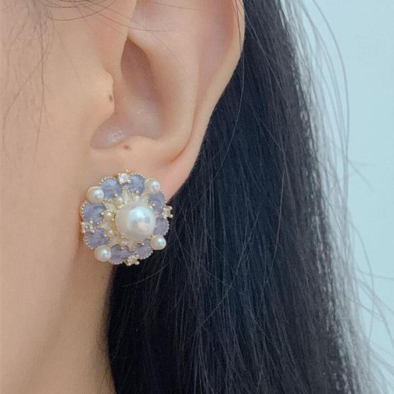 Pearl Stud Earrings - Женские винтажные серьги-гвоздики из серебра 925